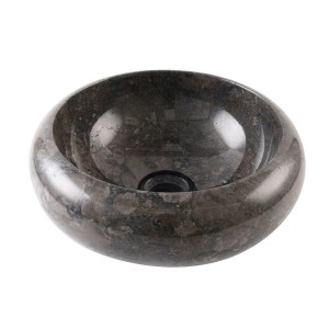 Wohnfreuden Marmor Waschbecken ASBAK 30 cm Schwarz Rund Poliert