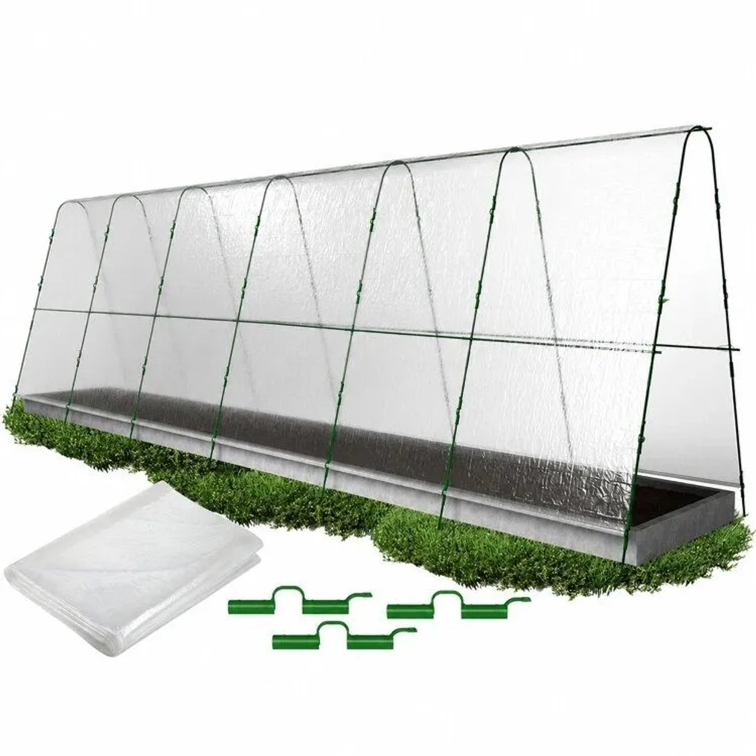 TTL GARDEN Folientunnel Set PEAK XXXL 600 x 120 x 180 cm mit PE Folie Pflanztunnel Foliengewächshaus Frühbeet Gewächshaus Garten