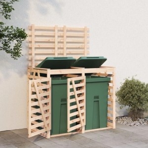 DELUKE 2er Mülltonnenbox Kiefernholz BOUMI 162x91,5x128,5cm Natur Mülltonnenverkleidung Für 2 Tonnen Müllbox Aus Holz