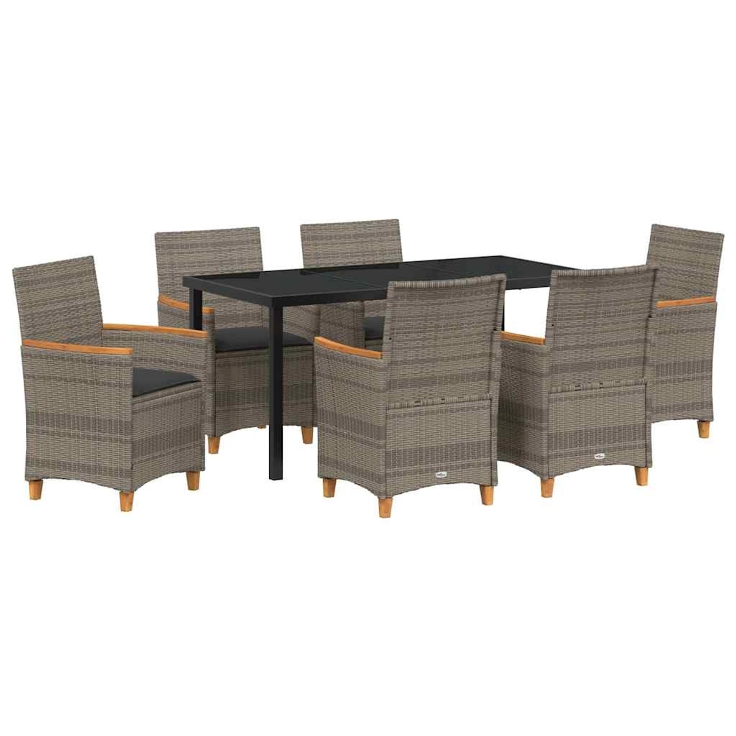 vidaXL Garten Essgruppe 7-Tlg Grau Poly Rattan 3381097 günstig online kaufen