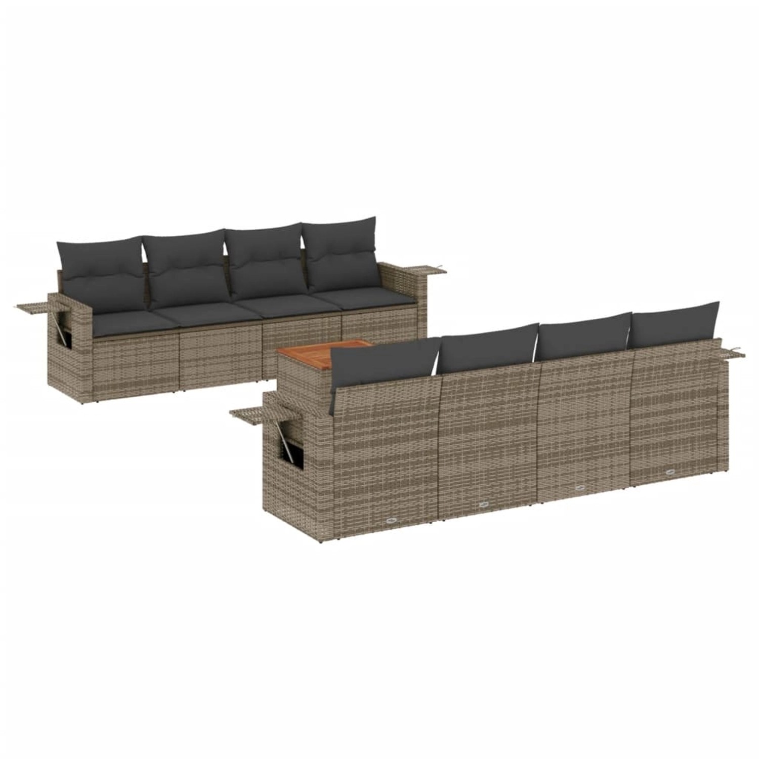 vidaXL 9-Tlg Garten-Sofagarnitur mit Kissen Grau Poly Rattan 3256816 günstig online kaufen