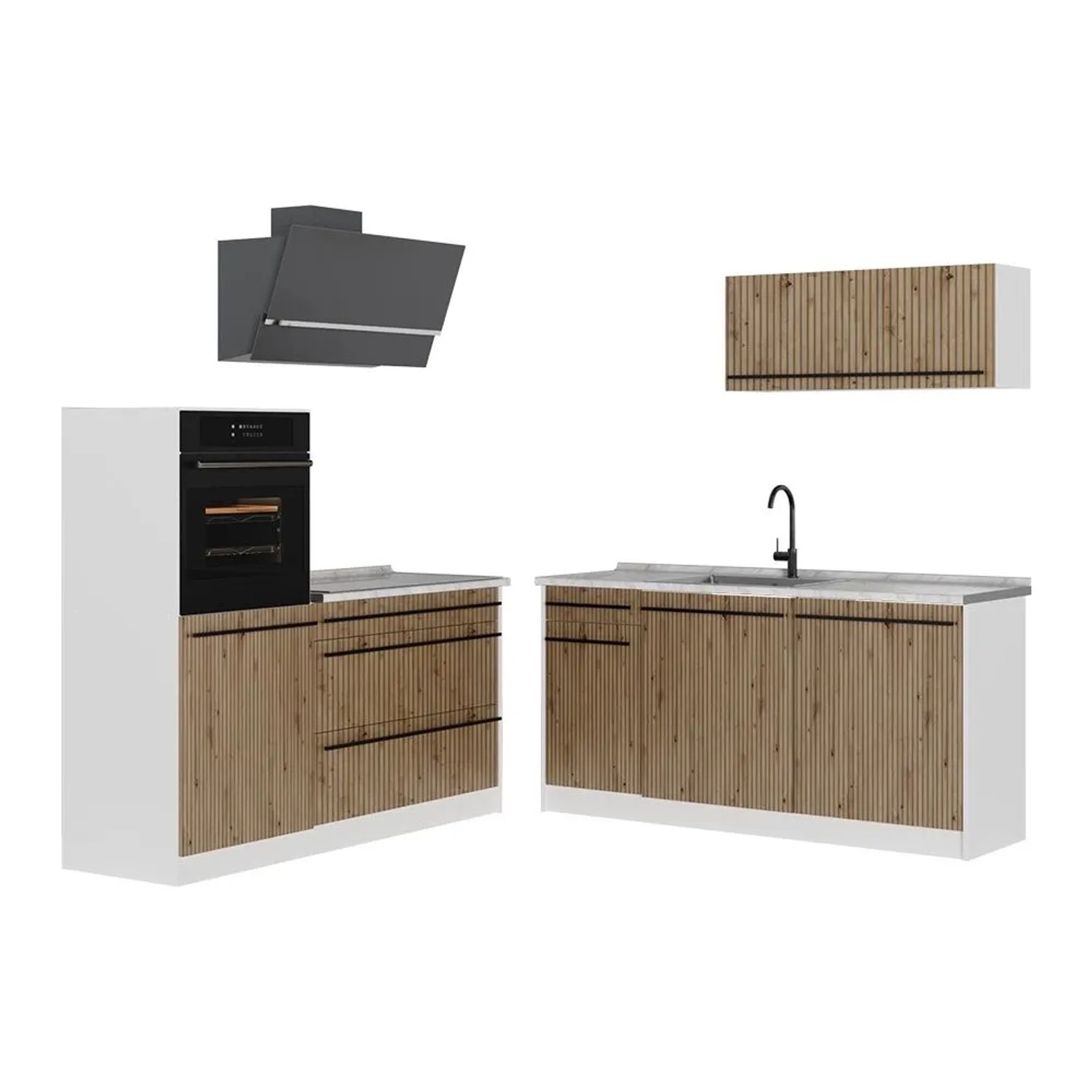 Vicco Küchenzeile R-Line Artisan-Eiche/Weiß 160 x 143 Arbeitsplatte Goldkraft Eiche Art Nr 66926