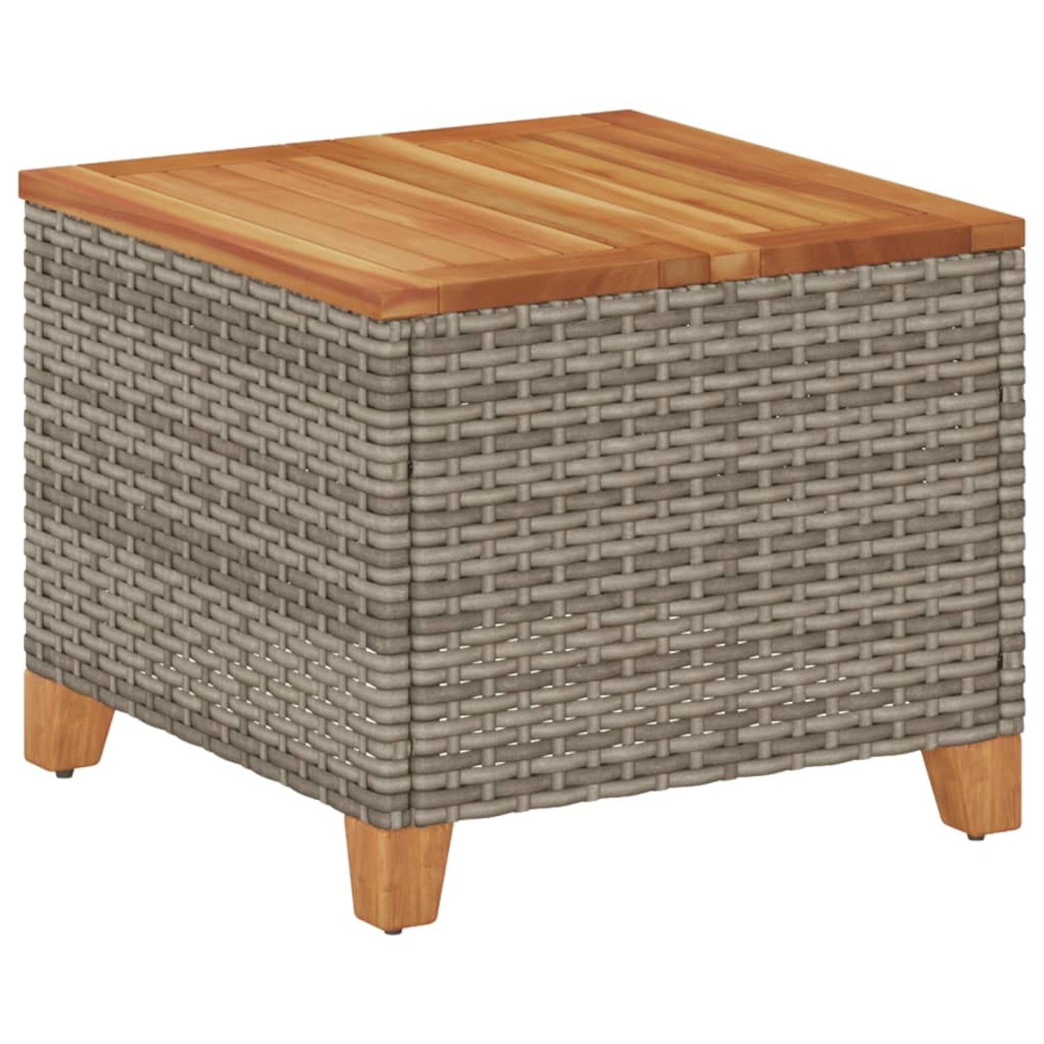 vidaXL Gartentisch Grau 45x45x37 cm Poly Rattan Akazienholz 366326 günstig online kaufen