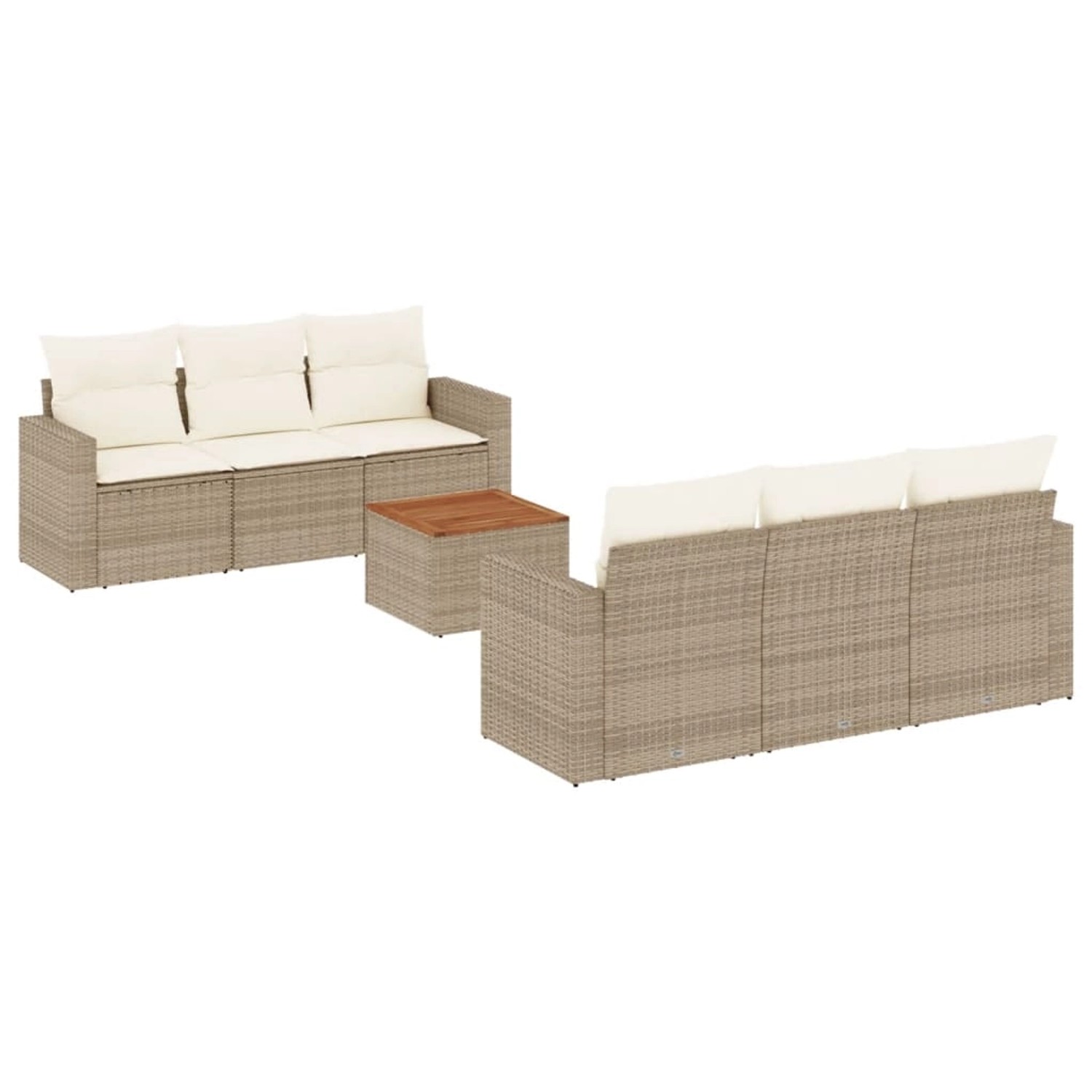 vidaXL 7-Tlg Garten-Sofagarnitur mit Kissen Beige Poly Rattan 3224014 günstig online kaufen