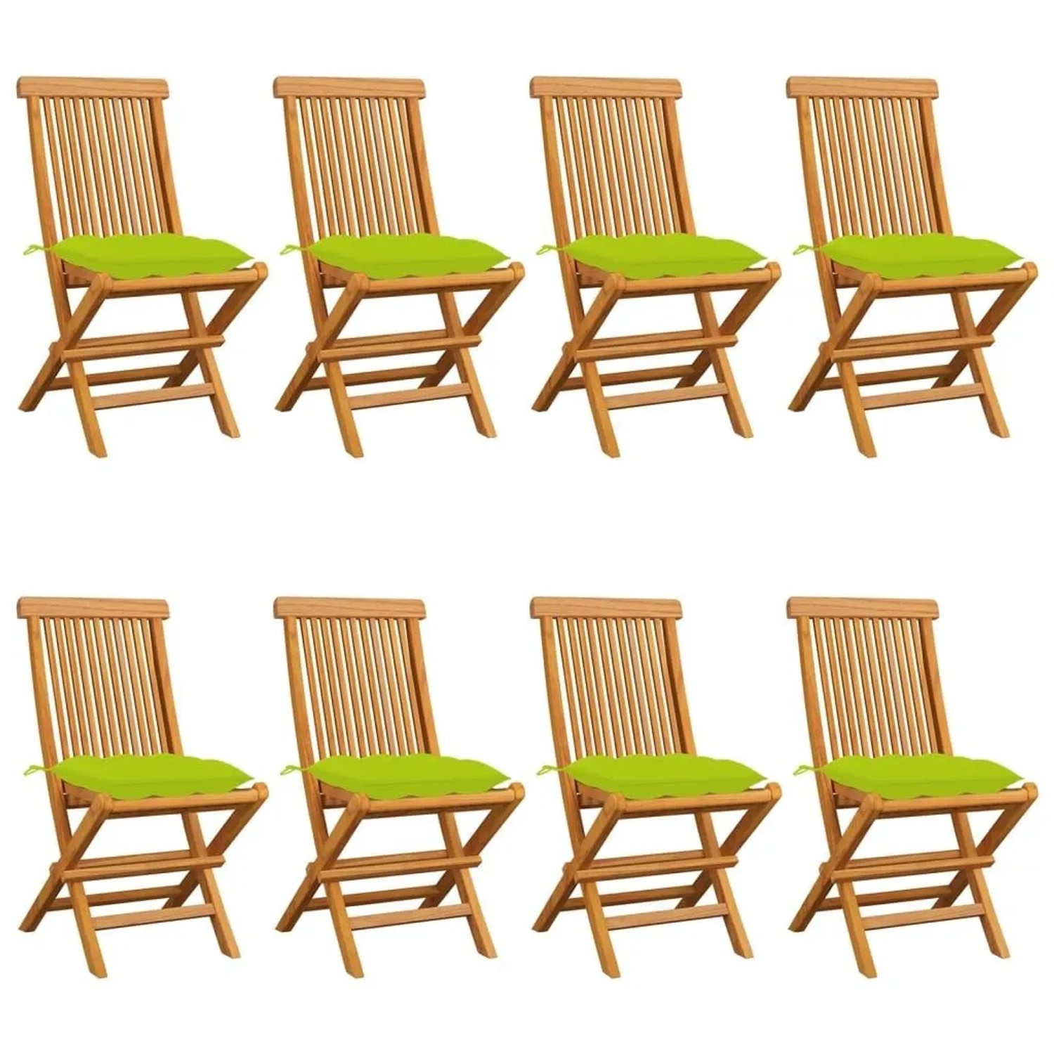 vidaXL Gartenstühle mit Hellgrünen Kissen 8 Stk Massivholz Teak 3072943 günstig online kaufen