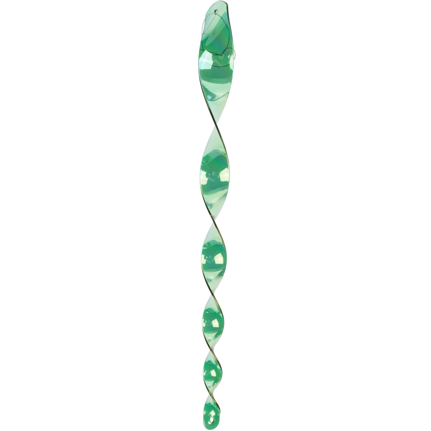 Grüne Windspirale aus Kunststoff, 40 cm, Gartendeko mit Glitzer-Effekt.