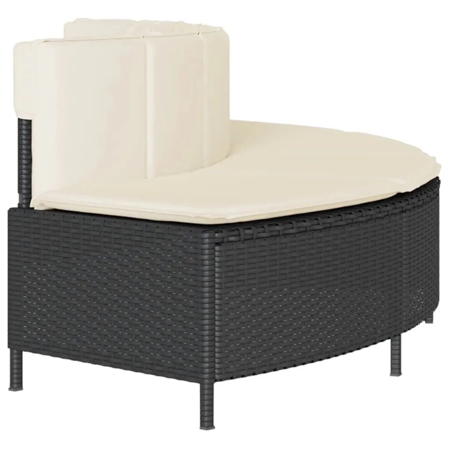 Schwarze vidaXL Whirlpool-Bank aus Poly Rattan mit creme-weißen Auflagen (2 Stk).