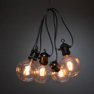 Konstsmide LED-Lichterkette Outdoor Retro Globe mit 10 bernsteinfarbenen LEDs.