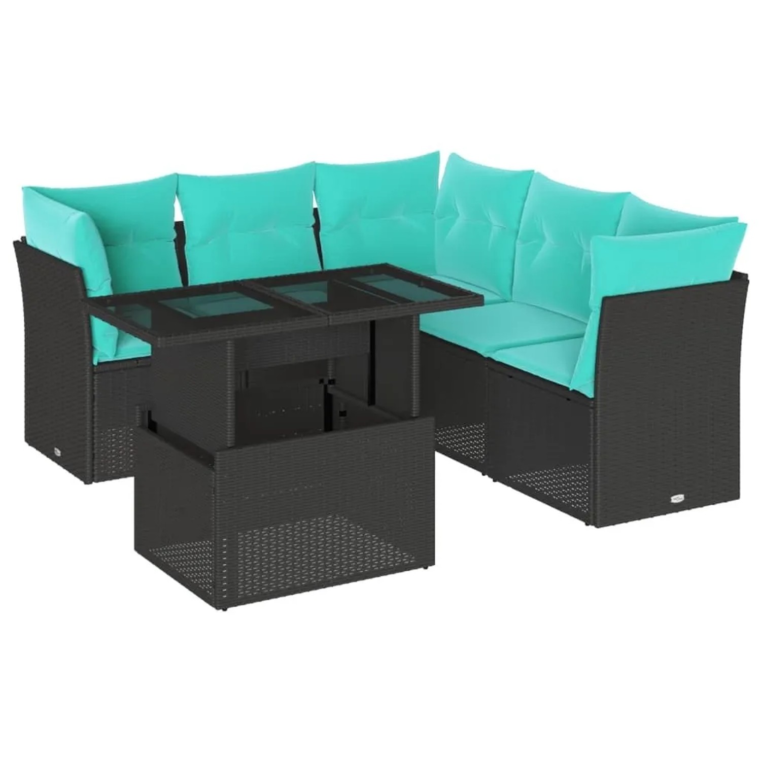 vidaXL 6-Tlg Gartensofa-Set mit Kissen Schwarz Polyrattan 3266577 günstig online kaufen