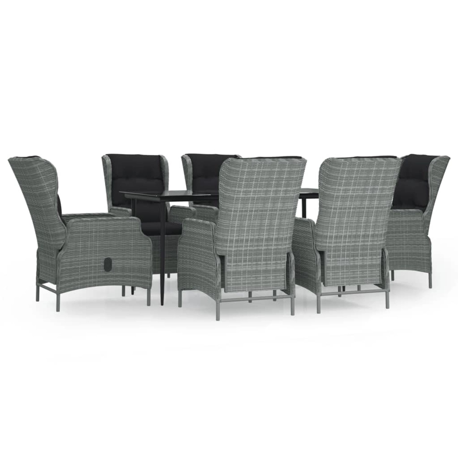 vidaXL 7-Tlg Garten-Essgruppe Hellgrau Poly Rattan 3156807