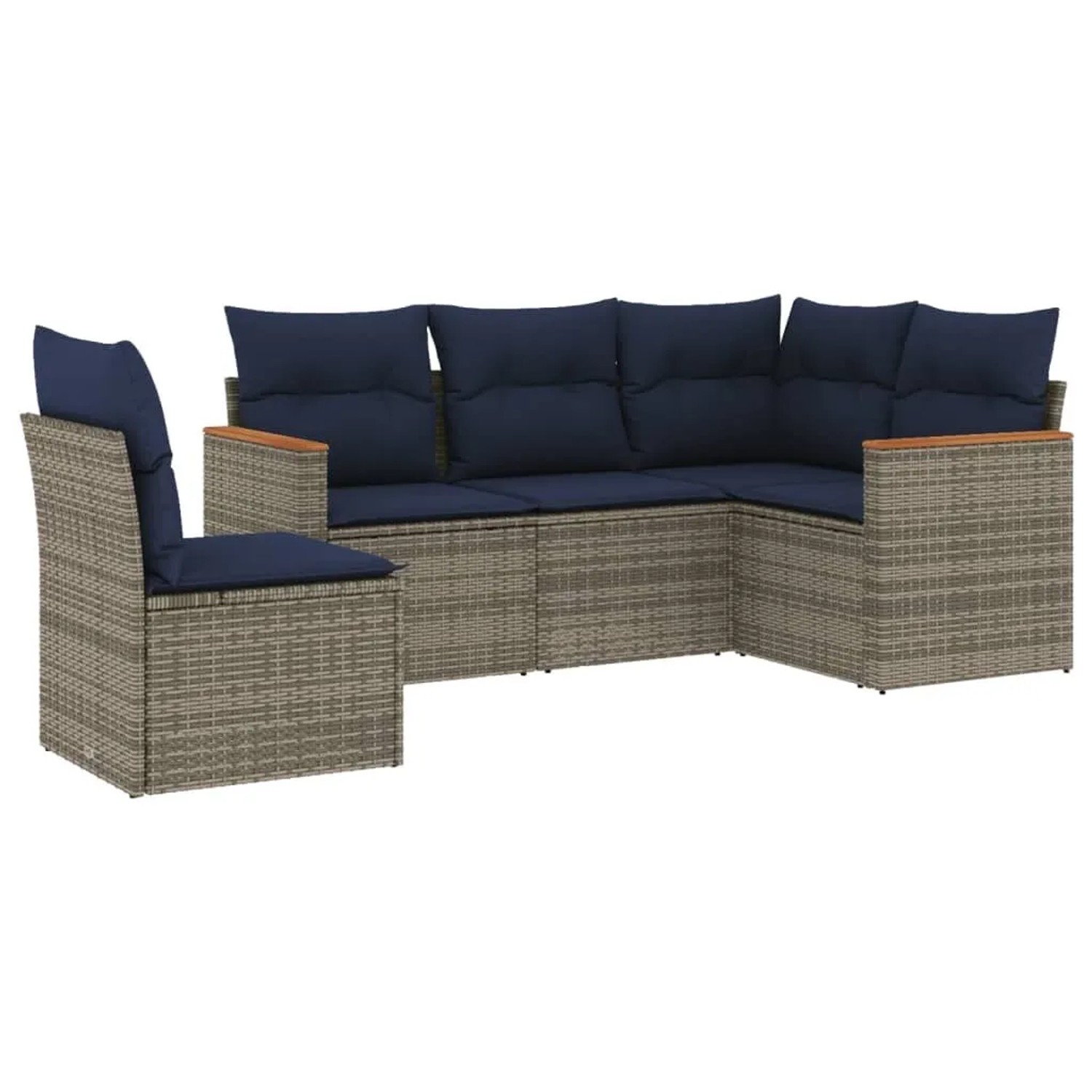 vidaXL 5-Tlg Gartensofa-Set mit Kissen Grau Polyrattan 3225977 günstig online kaufen
