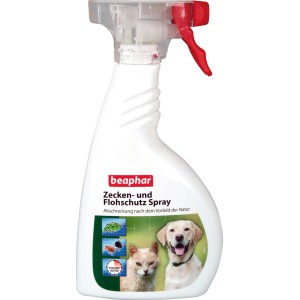 Beaphar Zecken- und Flohschutz Spray, 400ml Flasche mit rotem Sprühkopf. Für Hunde ab 12 Wochen.