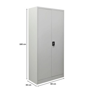 PROREGAL Flügeltürenschrank ELEPHANT Mit 2 Türen Abschließbar HxBxT 180x80x40cm 4 Ebenen Stahl Pulverbeschichtet Lichtgrau Spind Aktenschrank