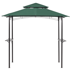 Dunkelgrüner Beliani Pavillon NARO 185x121x245 mit Regalen für Garten, Terrasse oder Grillplatz.