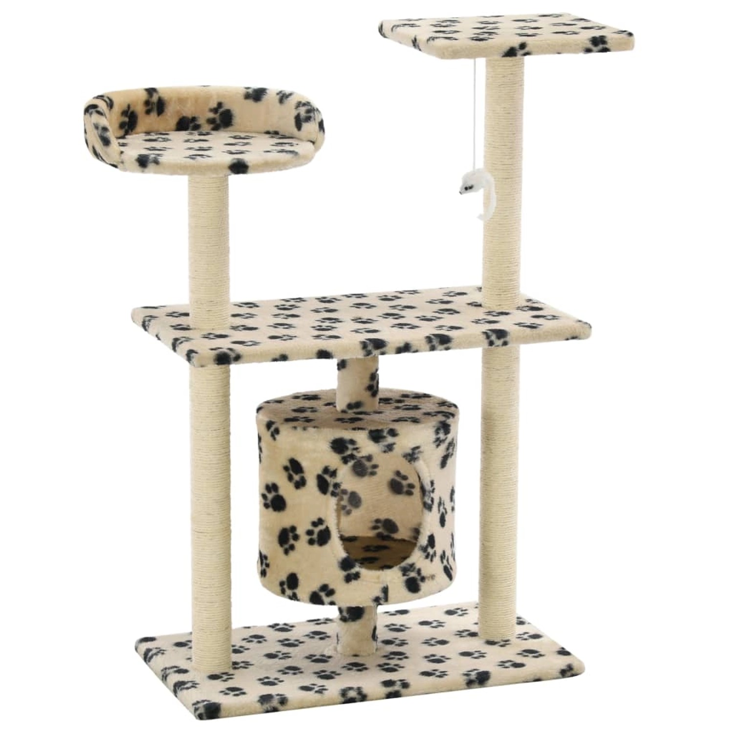 vidaXL Katzen-Kratzbaum Sisal 95 cm Beige Pfoten-Aufdruck