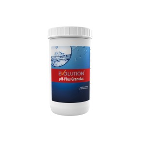 Weiße Dose Evolution pH-Plus Granulat 1kg zur Erhöhung des pH-Werts im Pool.