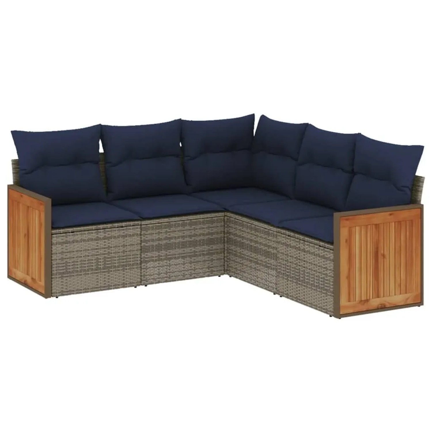 vidaXL 5-Tlg Gartensofa-Set mit Kissen Grau Polyrattan 3227643 günstig online kaufen