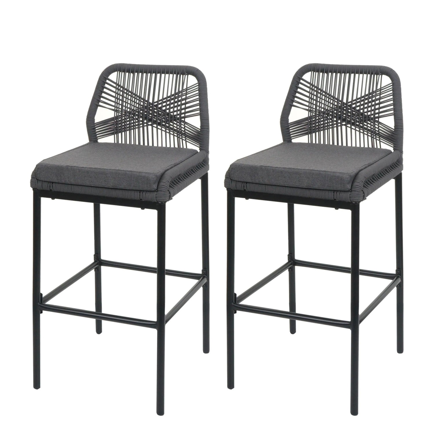 MCW Barhocker O21 2er-Set Anthrazit Kissen Dunkelgrau günstig online kaufen