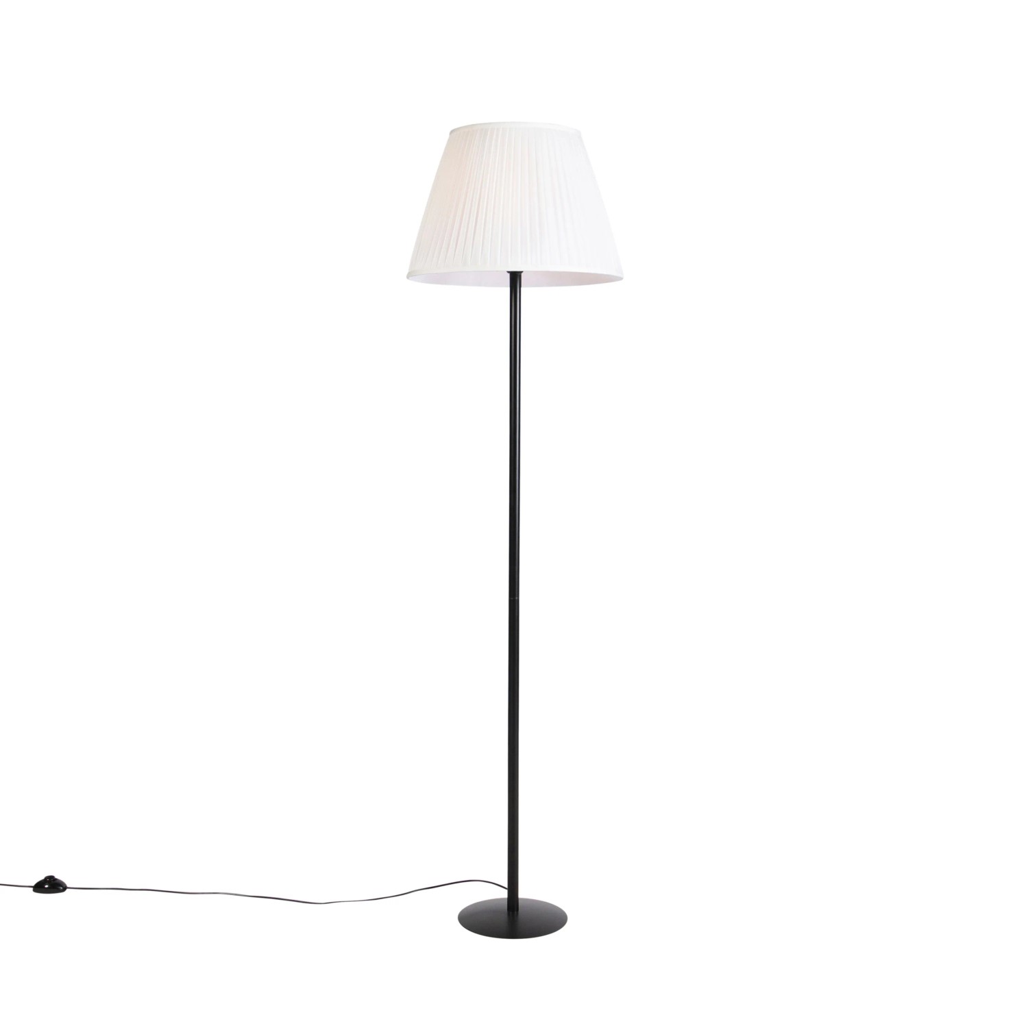 QAZQA Moderne Stehlampe Schwarz mit Weißem Faltenschirm 45 cm Simplo