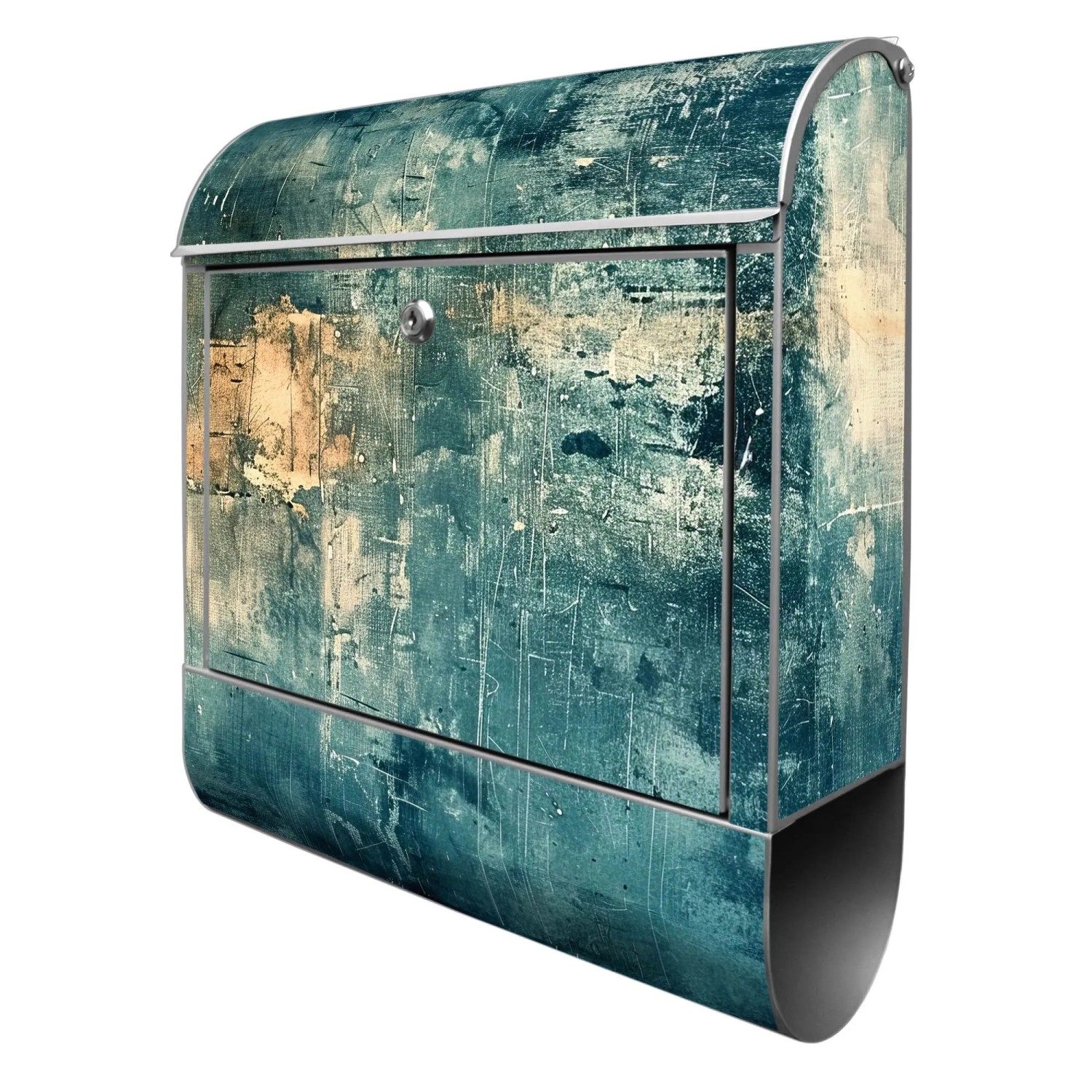 Banjado Design Briefkasten Silber Pulverbeschichtet 39x47x14cm 2 Schlüssel Mit Zeitungsfach Motiv Verwitterte Oberfläche