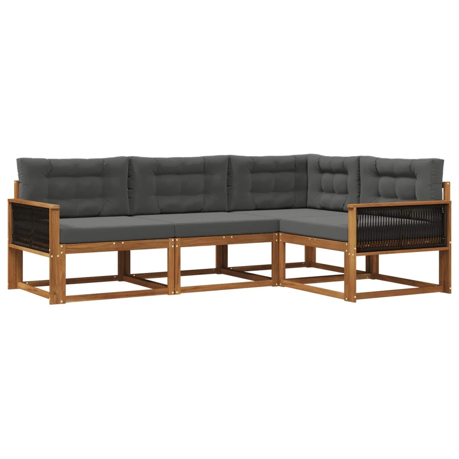vidaXL Outdoor-Sofagarnitur mit Kissen 4 Stk Natur und Anthrazit 3382525