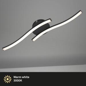 Moderne Brilo LED-Deckenleuchte in Schwarz mit warmweißem Licht, 55 cm.