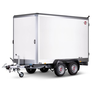 Stema Kofferanhänger S-BOX 20-30-15 mit 2 Türen, weißer Kofferaufbau, gebremst.