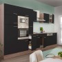 Respekta Küchenzeile KB370EYSMIGKE, 370 cm, Schwarz/Eiche-York-Nachbildung, mit E-Geräten.