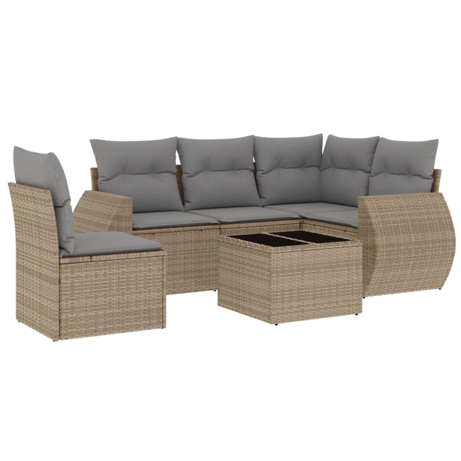 vidaXL 6-Tlg Garten-Sofagarnitur mit Kissen Beige Poly Rattan 3253716 günstig online kaufen