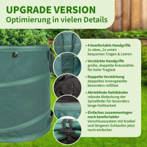TTL GARDEN Pop-Up Laubsack Premium 3x 85L Set 220g/qm Selbststehend Gartensack Faltbar Für Laub Gartenabfall