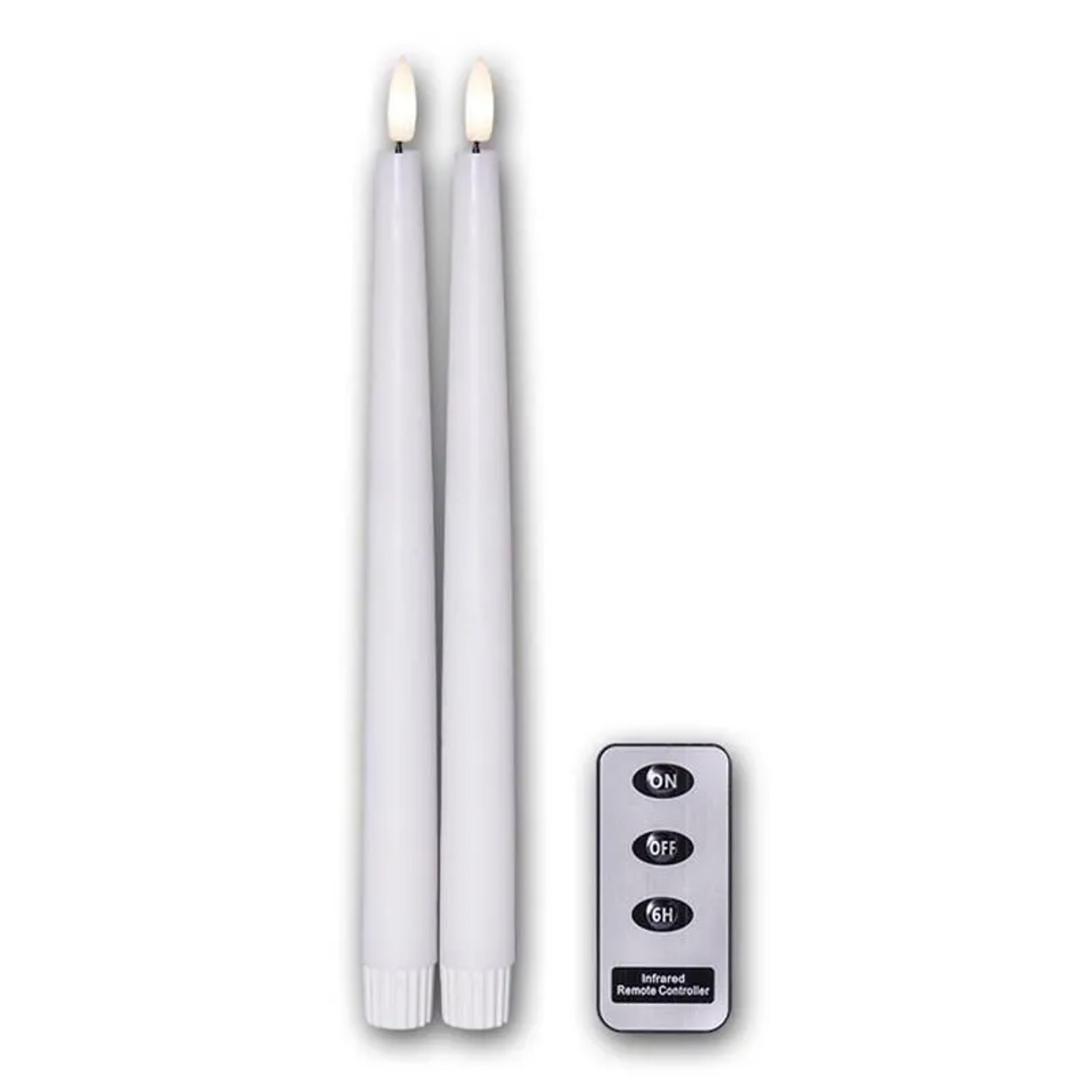 Star Trading LED Stabkerzen FLAMME SLIM Weiß 2er Set mit FB