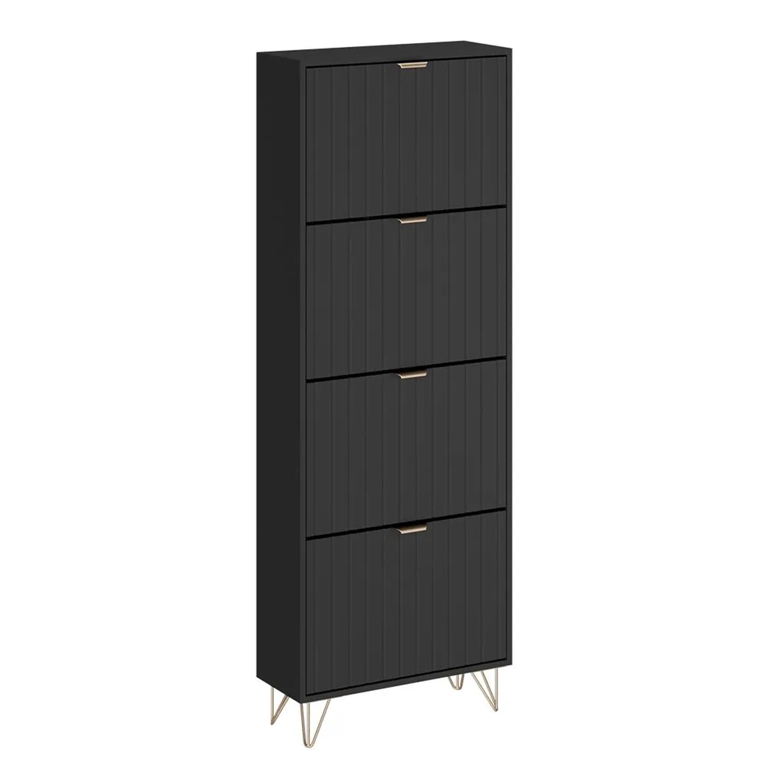 Vicco Schuhschrank Helge Schwarz 60 x 167 4 Fächer Art Nr 54236