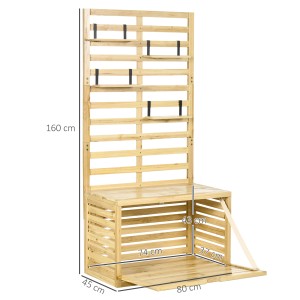Outsunny Aufbewahrungsbox mit Rankhilfe aus Holz, 80x45x160cm, mit Regalen und Sitzbankfunktion.