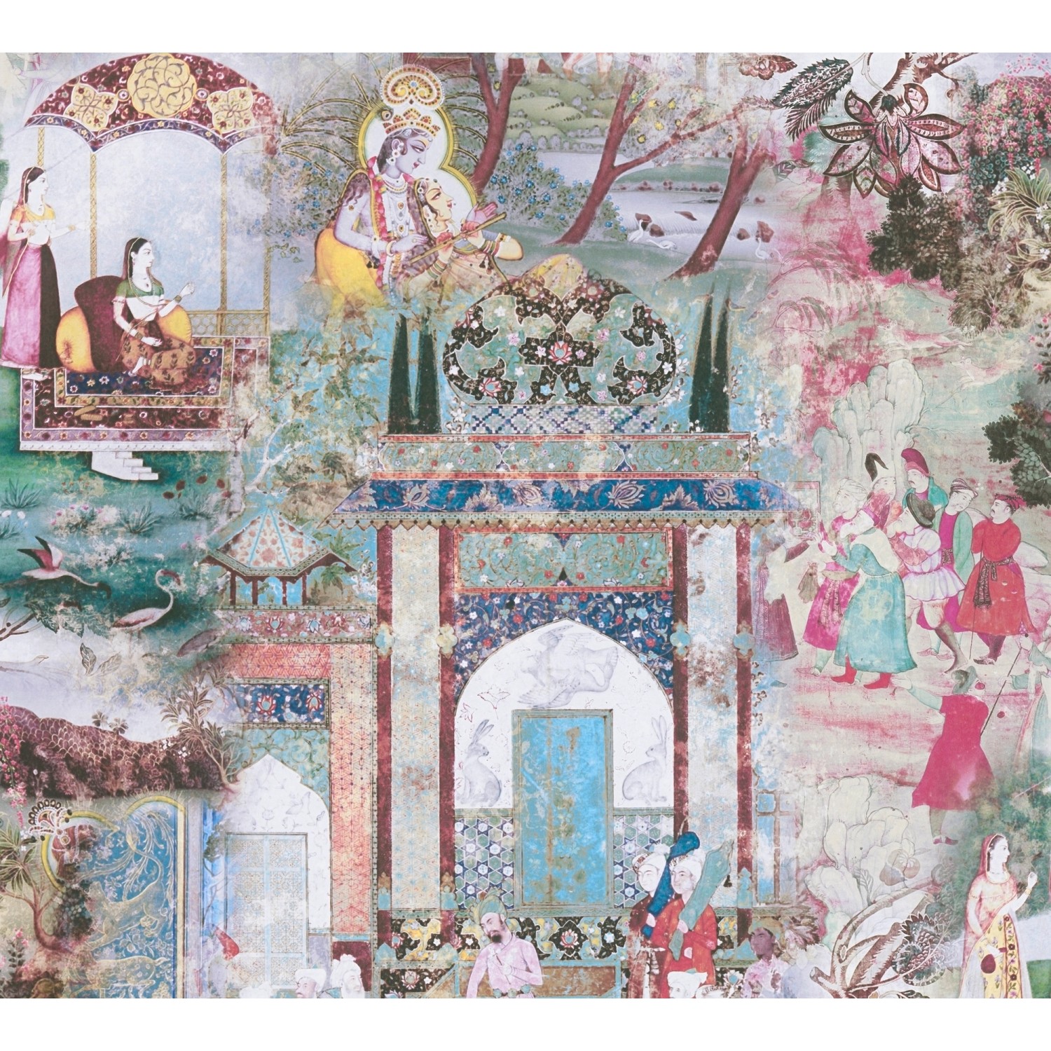 Vliestapete Orientalisch Vintage Matt glatt Rosa Grün FSC®