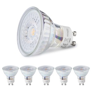 6er Set Oktaplex Lux GU10 LED Lampen, dimmbar, 2700K warmweiß, 5W für Deckenleuchten.