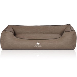 Knuffelwuff Hundebett Scottsdale XL aus Kunstleder in Stone, gemütliches Hundekörbchen.