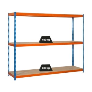 PROREGAL Schwerlastregal Mid Wood Yeti, blau-orange, 150x150x60 cm, Fachlast 400 kg.