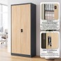 JAN NOWAK Büro-Aktenschrank aus Metall, Anthrazit/Eiche Sonoma. Hoher Schrank mit zwei abschließbaren Türen für Ordner.