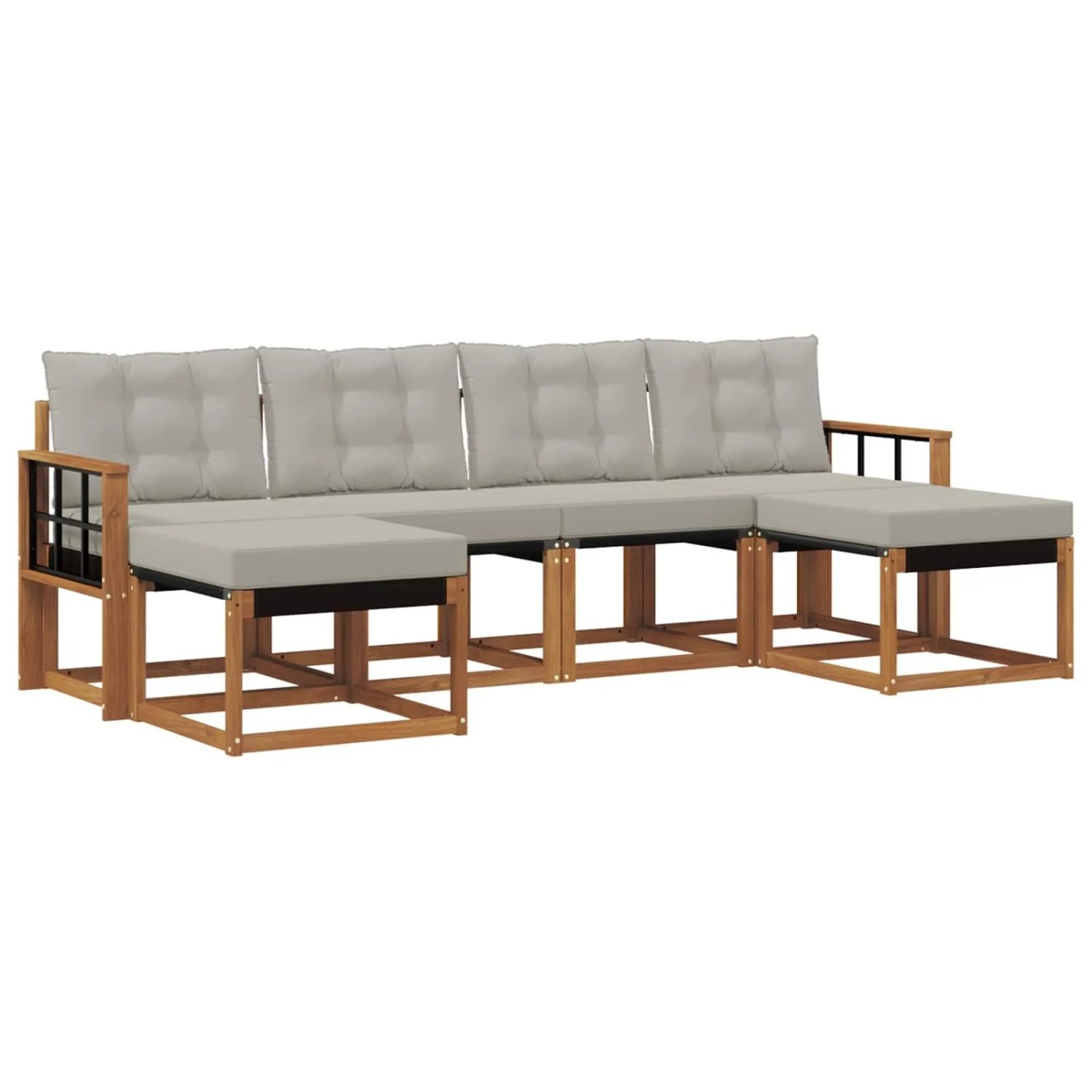vidaXL Outdoor-Sofagarnitur mit Kissen 6-Tlg Natur und Hellgrau 3368934