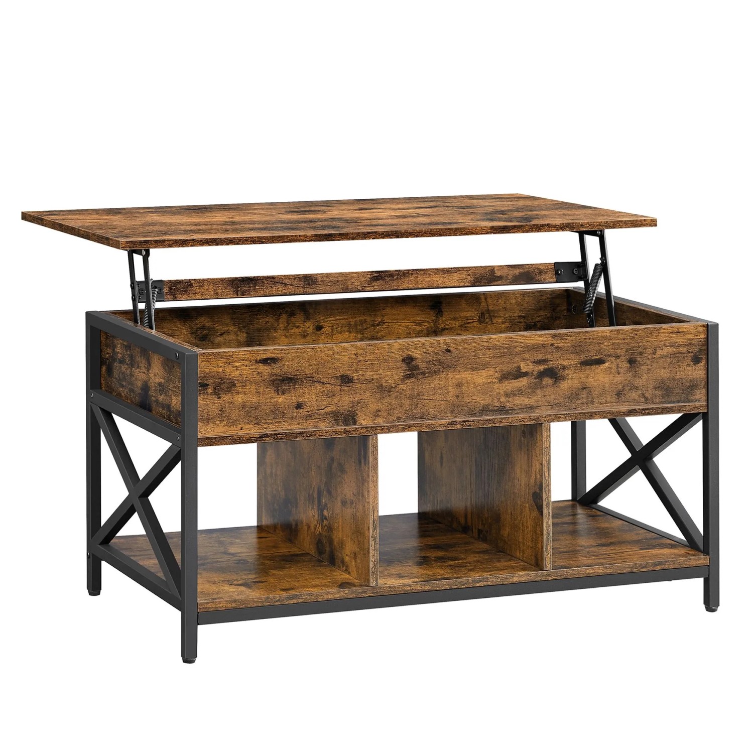 Vasagle Couchtisch Höhenverstellbar 100 cm x 50 cm x 62 cm Braun