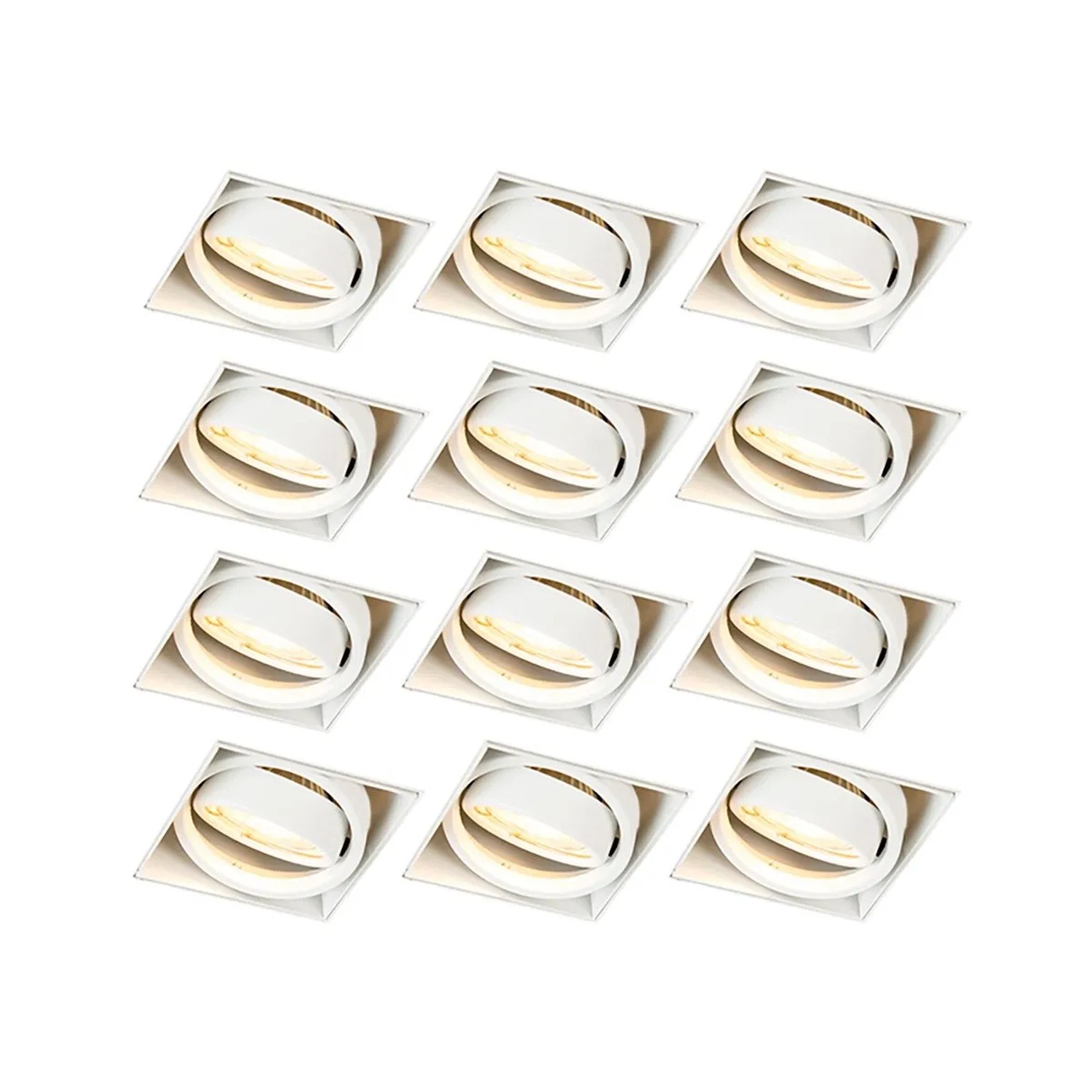 QAZQA 12er Set Einbaustrahler Weiß GU10 Schwenkbar Randlos Oneon