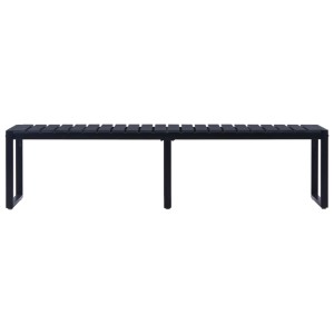 Schwarze VidaXL Gartenbank, 180 cm, aus PS-Platte und Eisen für den Außenbereich.