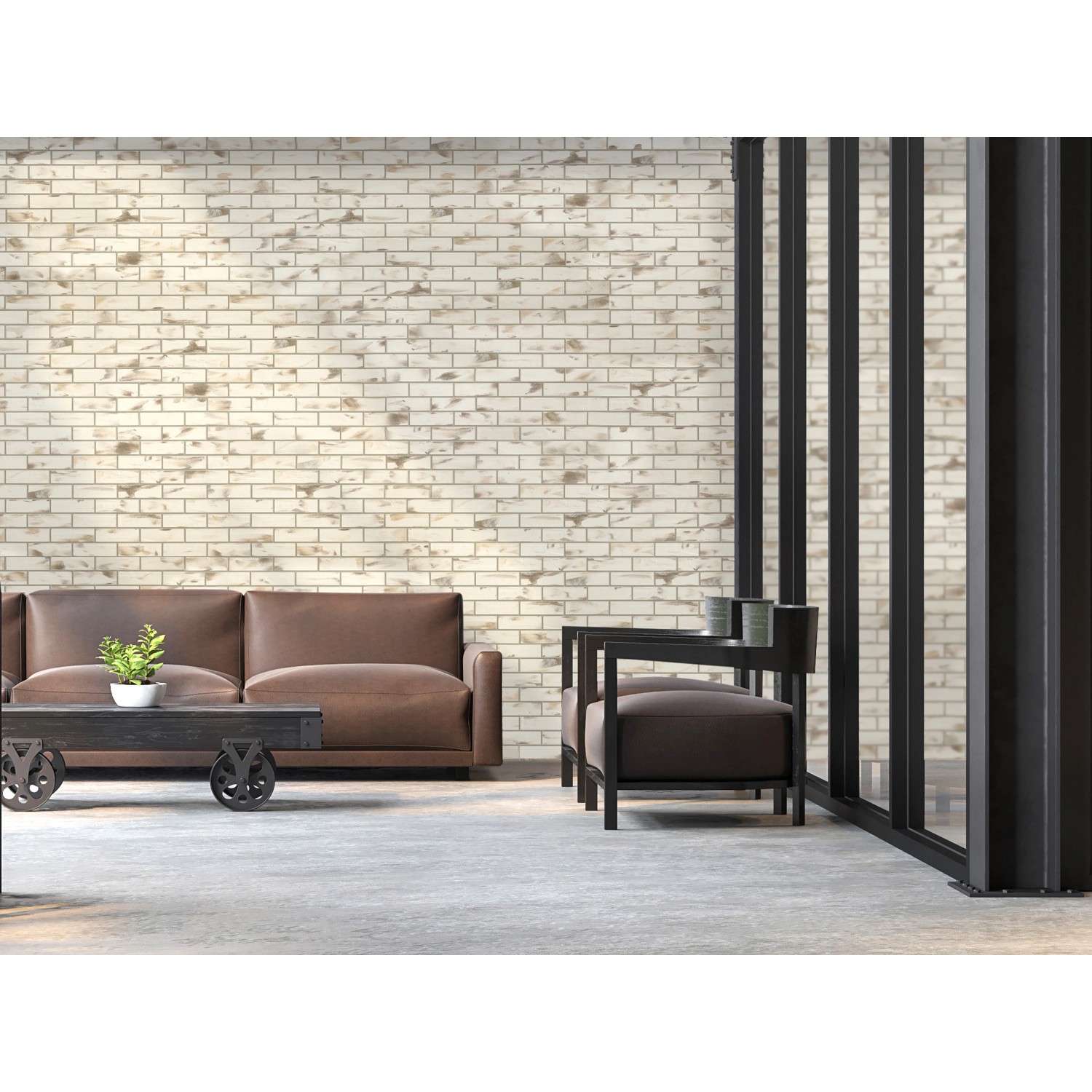 Wohnraum mit Elabrick Verblender Sevilla in Beige/Braun. Wandverkleidung im Stein-Look.