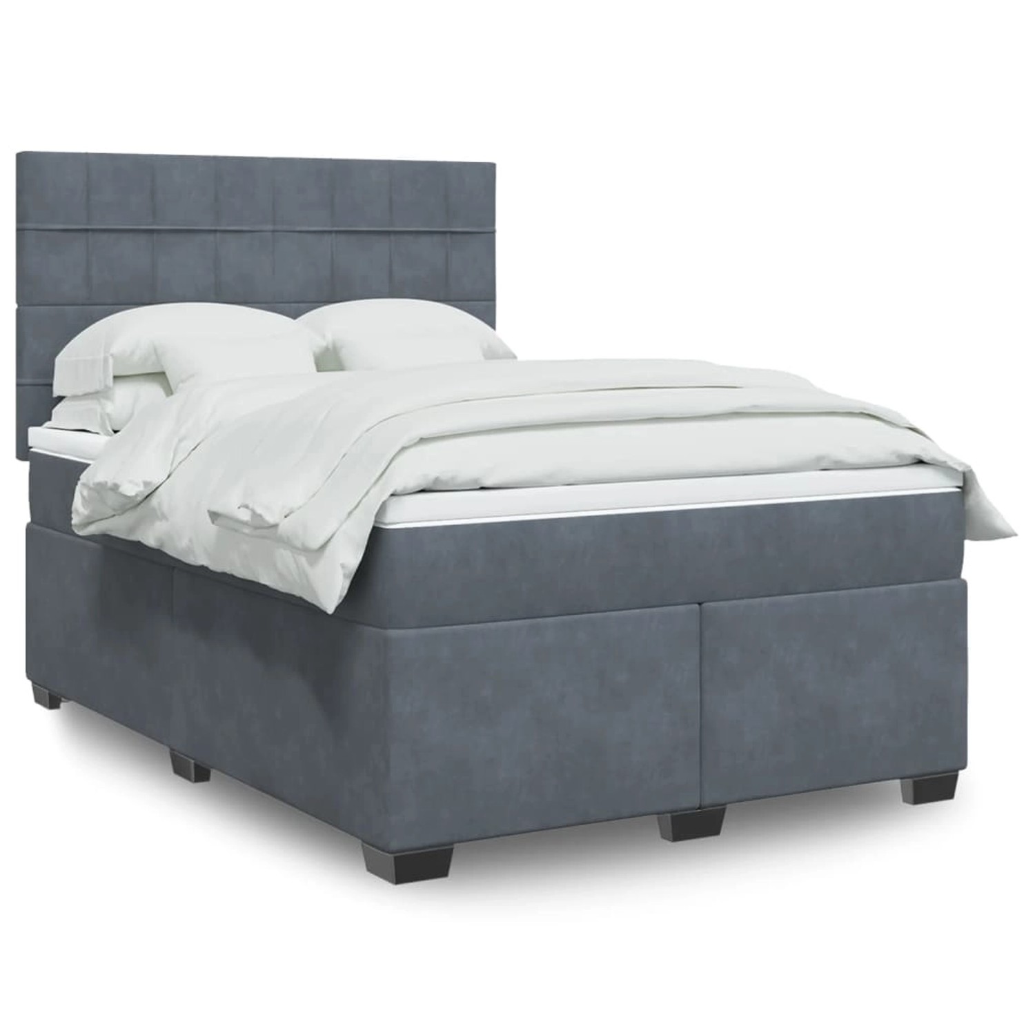vidaXL Boxspringbett mit Matratze Dunkelgrau 140x190 cm Samt 3293207 günstig online kaufen