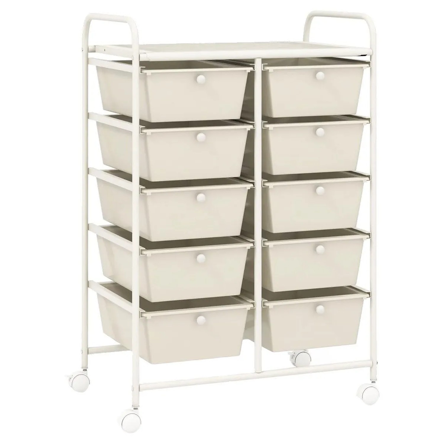 Costway Rollwagen mit 10 Stapelbaren Schubladen Badrollwagen Weiß günstig online kaufen