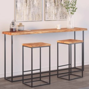 Rechteckige Akazien-Massivholz Tischplatte mit Naturkante. Ideal für Bartische oder Möbelbau.