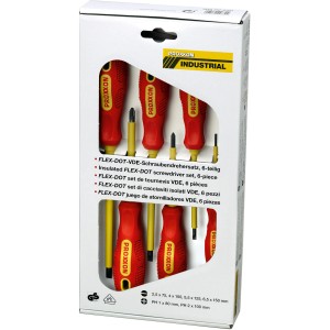 Proxxon VDE Schraubendrehersatz, 6-teilig, mit Schlitz und Kreuzschlitz in Box.
