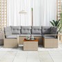 7-teiliges vidaXL Garten-Sofa-Set in Beige/Hellgrau mit Tisch und Polstern.