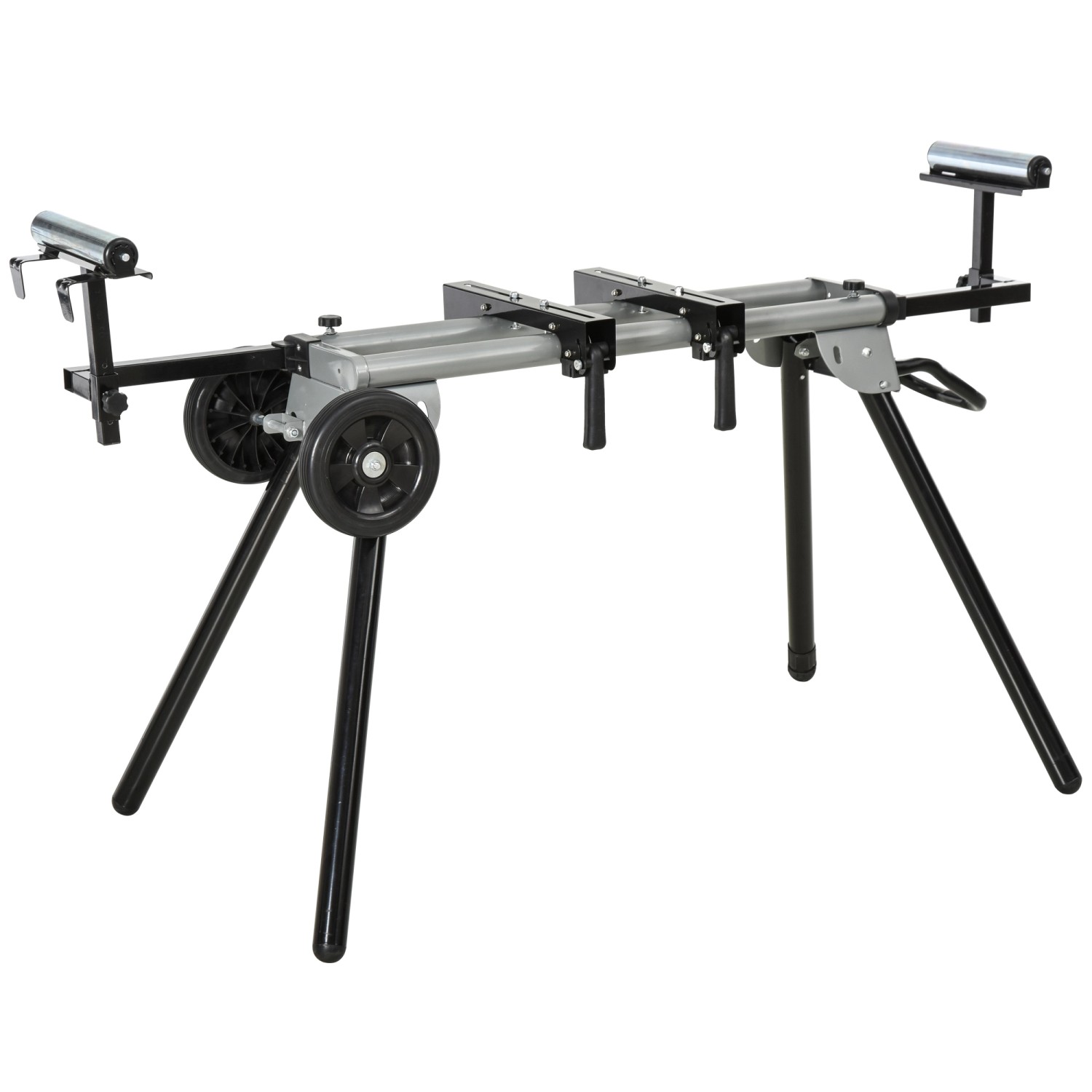 DURHAND Arbeitstisch für Kapp- und Gehrungssägen Schwarz Silber 123,5-245cm günstig online kaufen