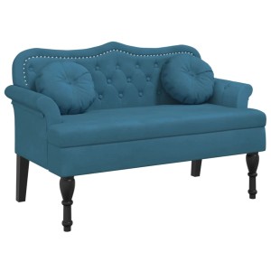 vidaXL Sitzbank mit Kissen Blau 120,5x65x75 cm Samt 372148